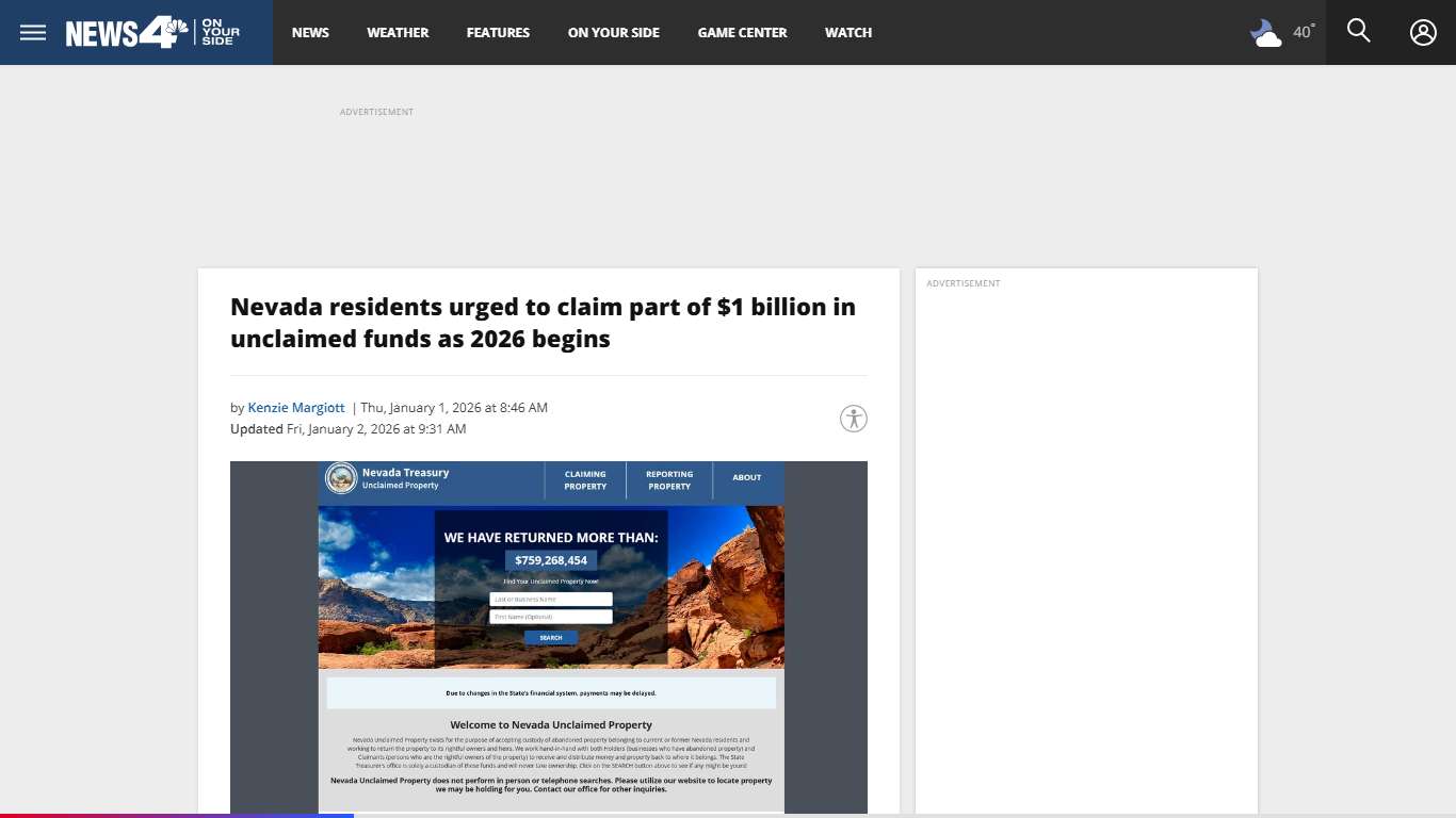 Nevada residents urged to claim part of $1 billion in unclaimed funds as 2026 begins